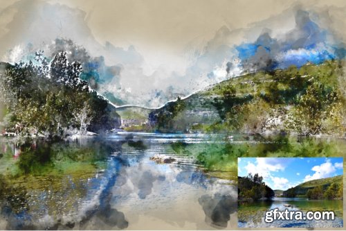 Landscape Watercolor Photoshop Action