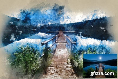 Landscape Watercolor Photoshop Action