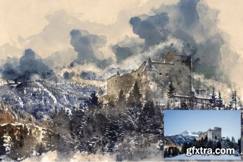 Landscape Watercolor Photoshop Action