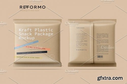 CreativeMarket - Kraft Snack Package Mockup 3250509