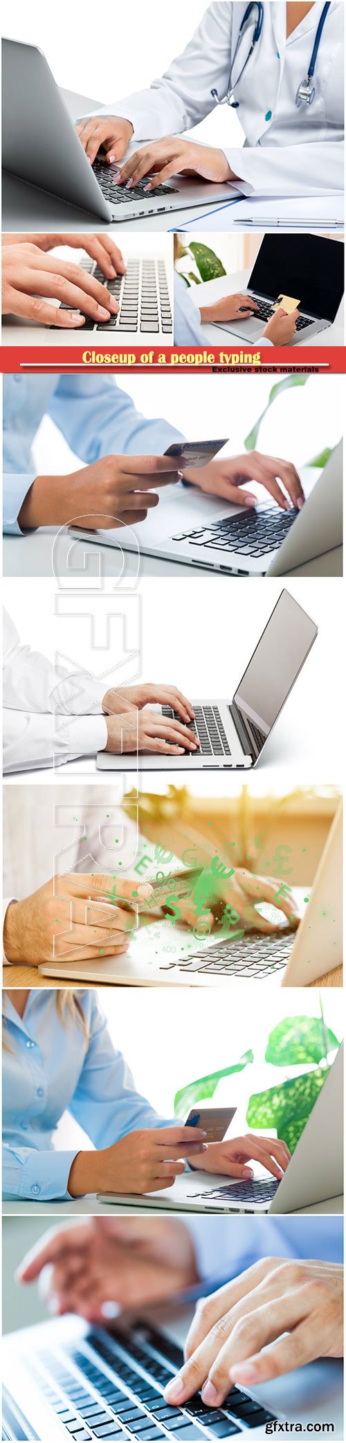 Closeup of a people typing on a laptop and holding a credit card