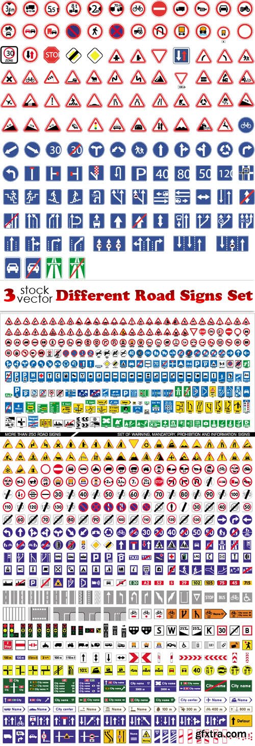 Vectors - Different Road Signs Set