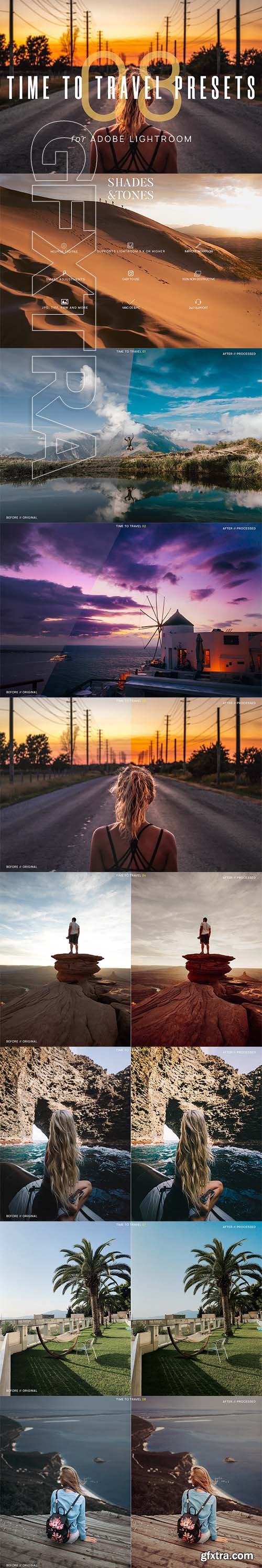 CreativeMarket - 8 Time To Travel Lightroom Presets 3089484