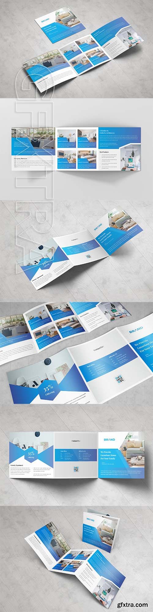 CreativeMarket - Real Estate Square Tri fold Brochure 3378790