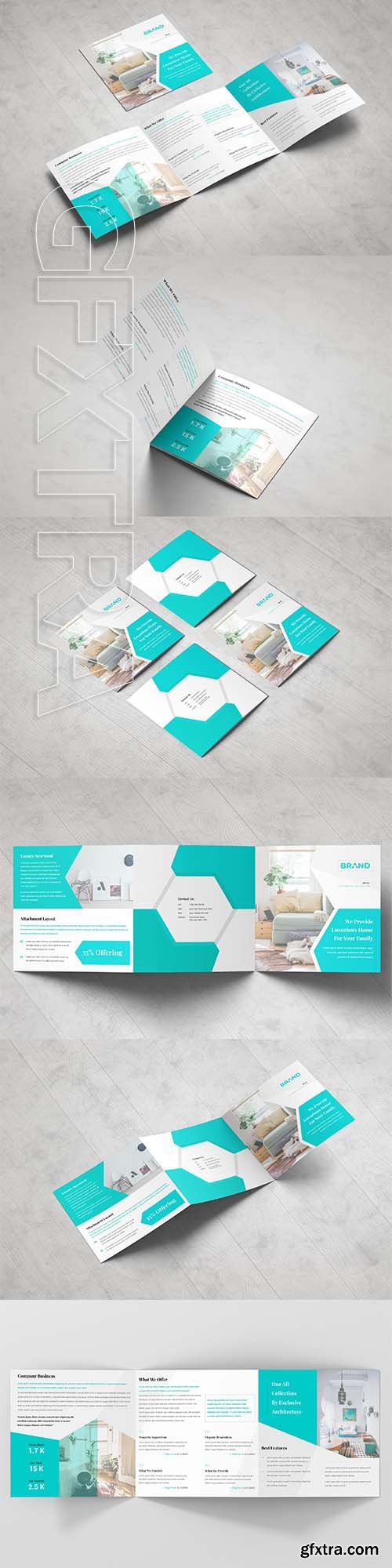CreativeMarket - Business Square Tri fold Brochure 3378786