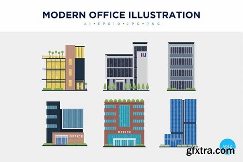 6 Modern Office Vector Illustration Set 2