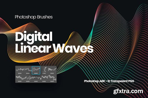 Digital Linear Waves Photoshop Brushes