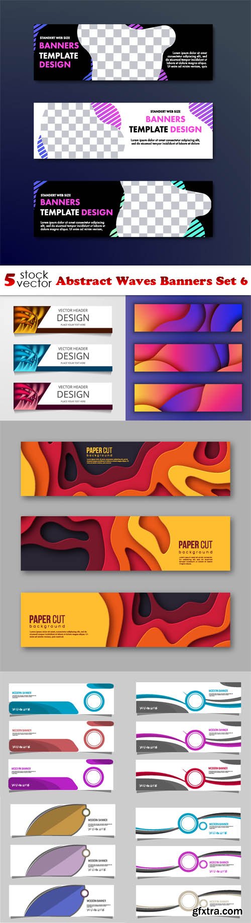 Vectors - Abstract Waves Banners Set 6