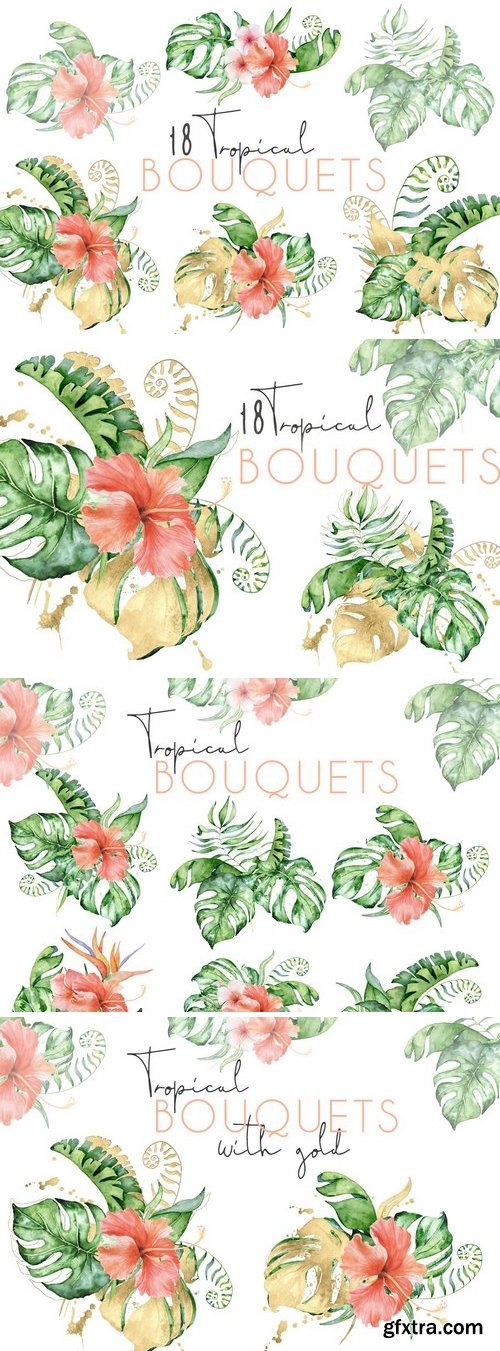 CM - 18 Tropical bouquets watercolor 3426907