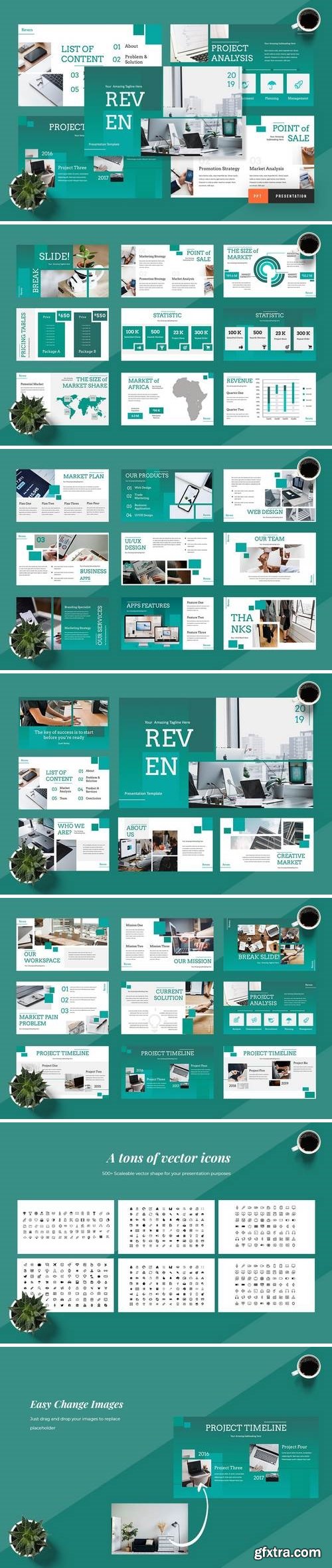 Reven - Pitch Deck - Powerpoint, Keynote, Google Sliders Templates