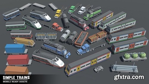 Simple Trains - Cartoon Assets Low-poly 3D model