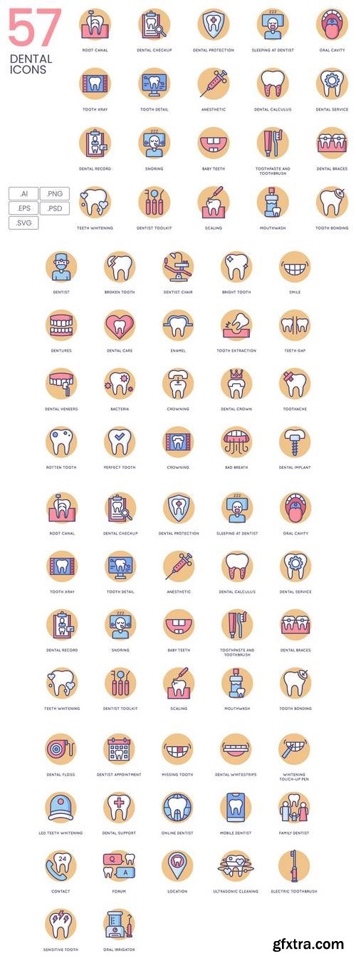 57 Dental Icons | Butterscotch Series