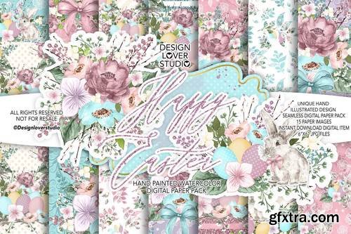 Happy Easter cute digital paper pack