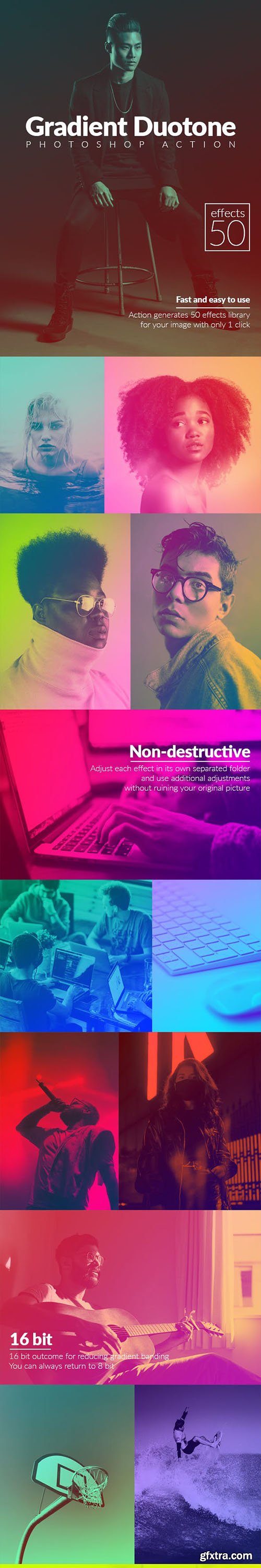 GraphicRiver - 50 Gradient Duotone Effects Photoshop Action 23158433