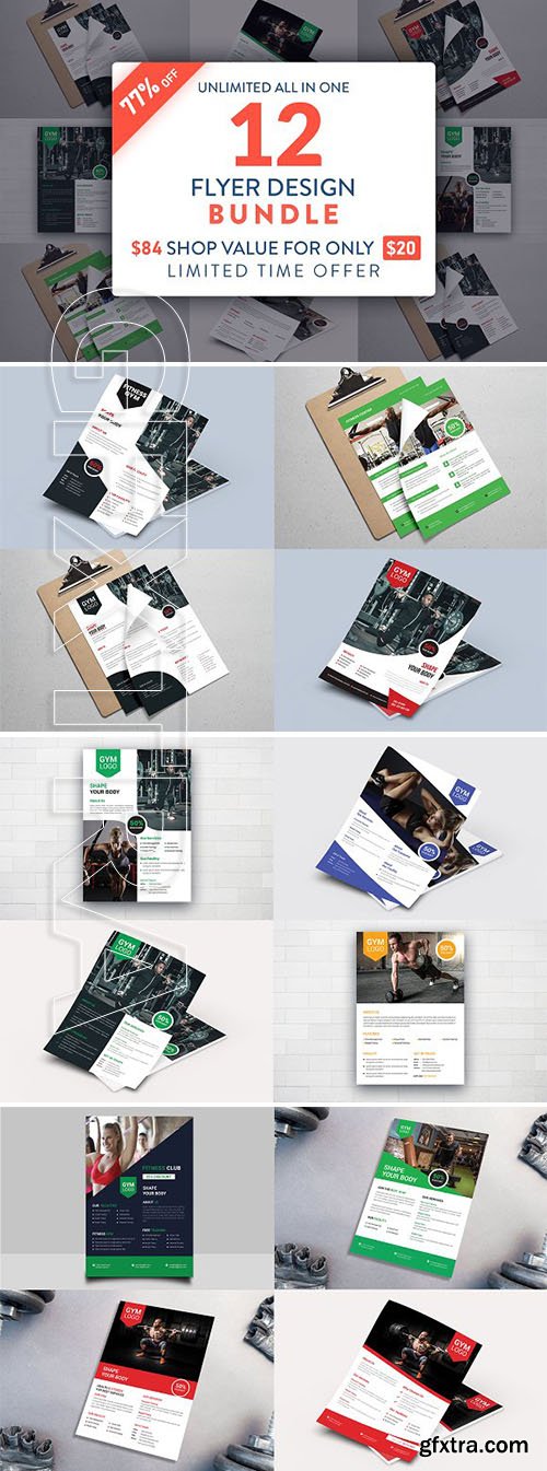 CreativeMarket - Gym Flyers Bundle 3331958