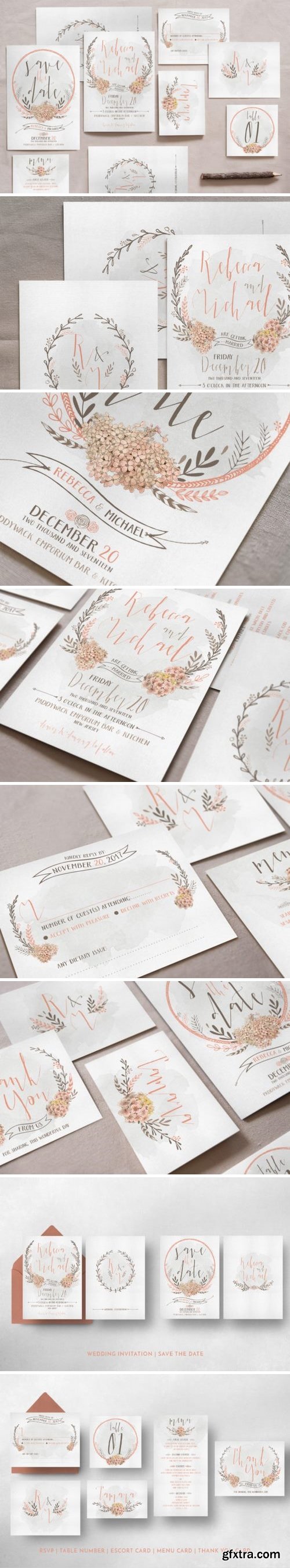 CM - Wreath & Flower Wedding Invitation Suite 799852