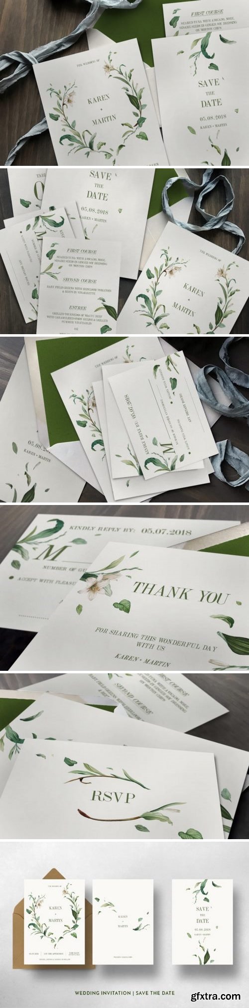 CM - Green Foliage Wedding Invitation Suite 1116824