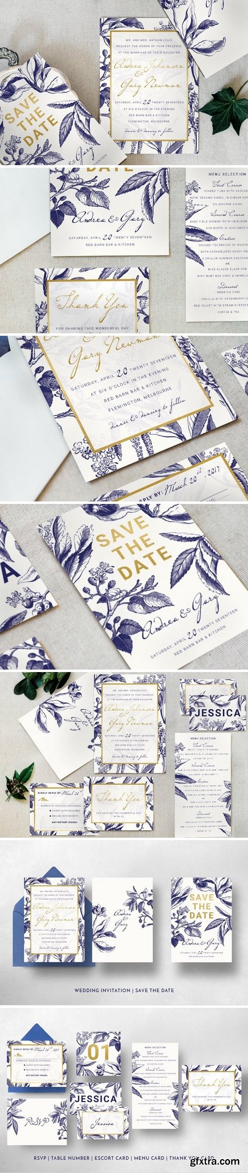 CM - Gold & Navy Wedding Invitation Suite 1035710