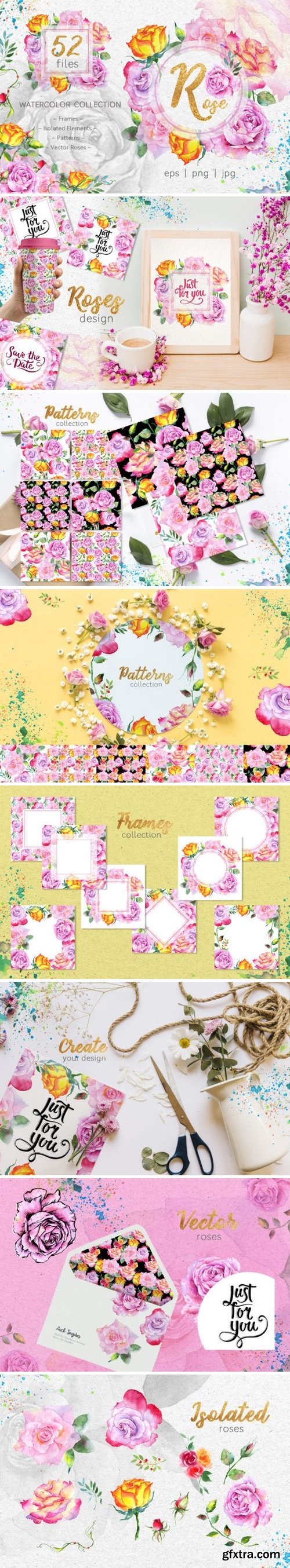 CM - Pink roses collection watercolor 3438804