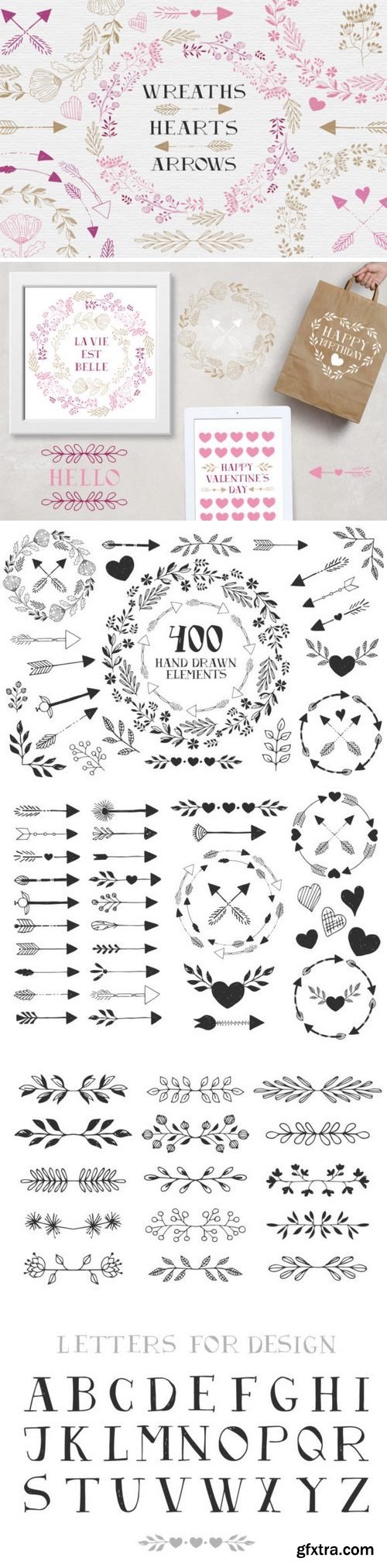 CM - Wreaths, hearts, arrows - EPS & PNG 1186313