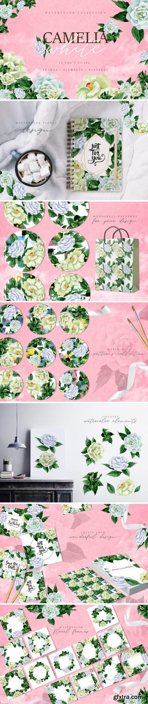 Camelia white Watercolor png