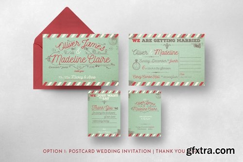 Vintage Airmail Wedding Invitation