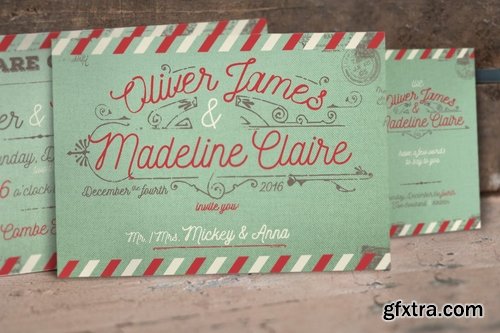 Vintage Airmail Wedding Invitation