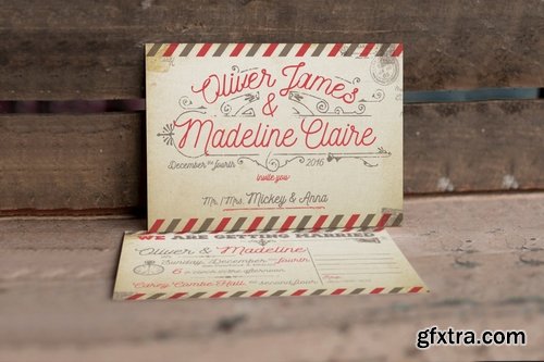 Vintage Airmail Wedding Invitation