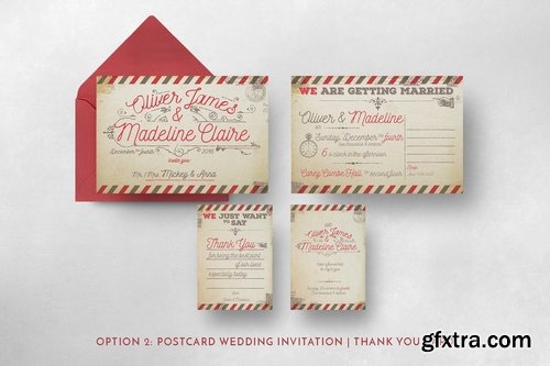 Vintage Airmail Wedding Invitation