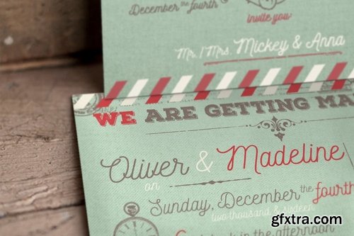 Vintage Airmail Wedding Invitation