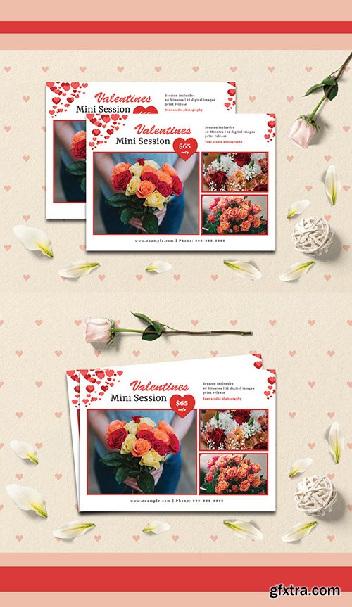 Valentine's Day Photography Session Flyer Layout 245412183