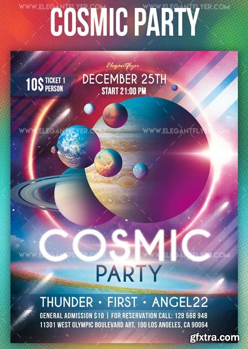 Cosmic Party V1 2019 PSD Flyer Template + Facebook Cover + Instagram Post