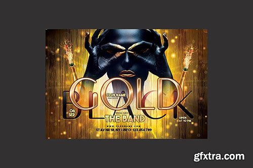 CreativeMarket - Gold Black Party Flyer 3037179