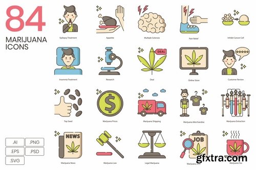 84 Marijuana & Weed Icons  Hazel Series