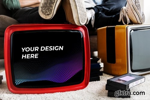 Old school analog TVs mockup