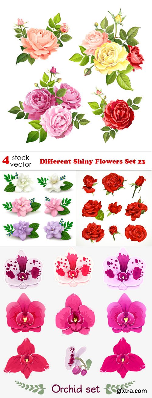 Vectors - Different Shiny Flowers Set 23