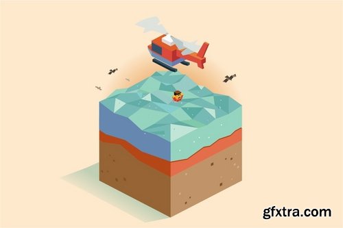 Low Poly Isometric Vector Design Pack 4