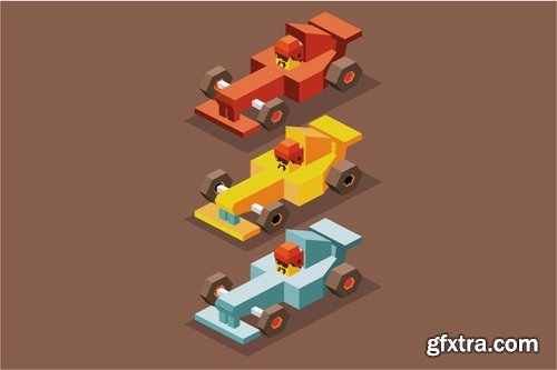 Low Poly Isometric Vector Design Pack 4