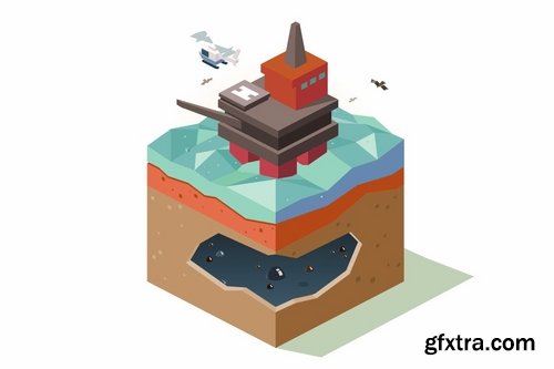 Low Poly Isometric Vector Design Pack 4