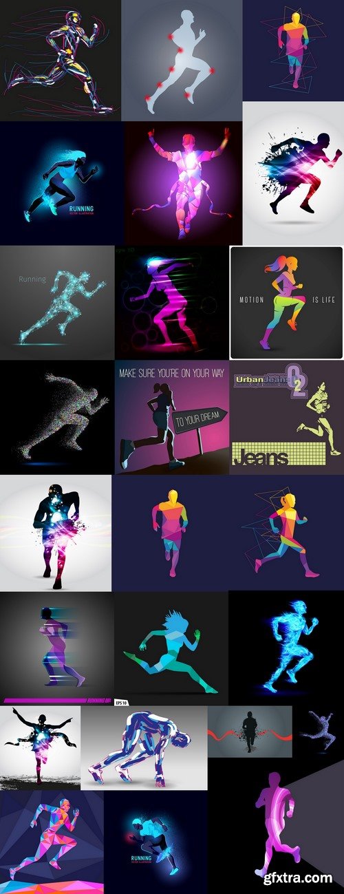 Running sport sportsman sprinter runner vector image 25 EPS