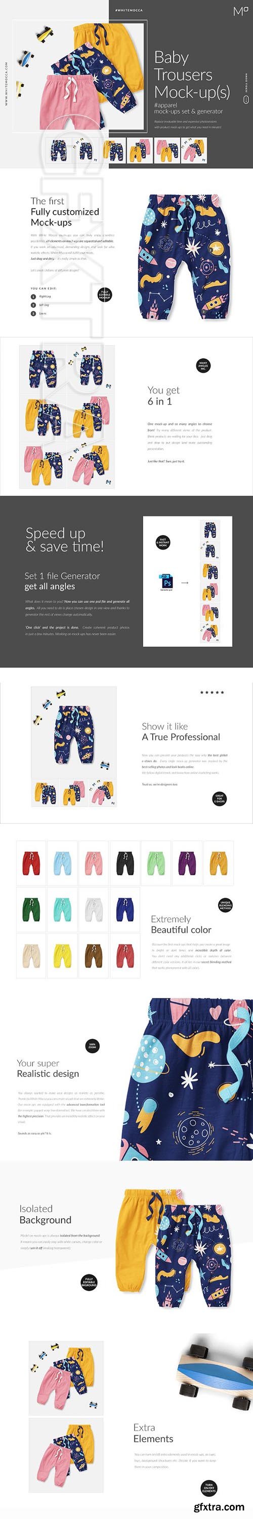 CreativeMarket - Baby Trousers Mock-ups Set Generator 3439355