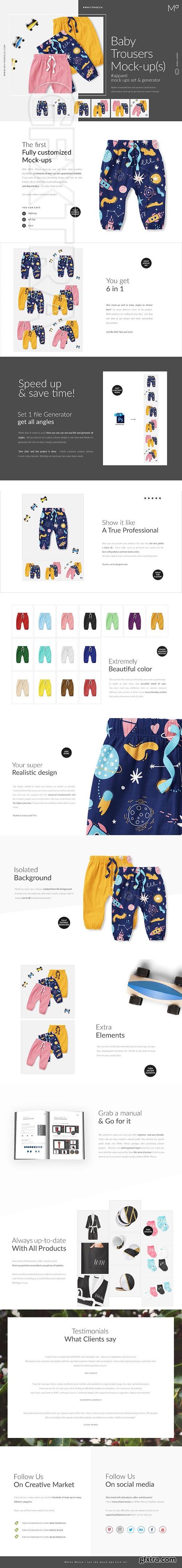 CreativeMarket - Baby Trousers Mock-ups Set Generator 3439355