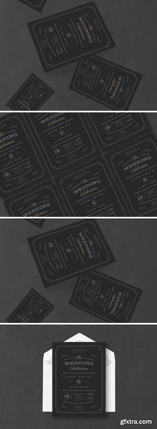 Vintage Black Wedding Invitation