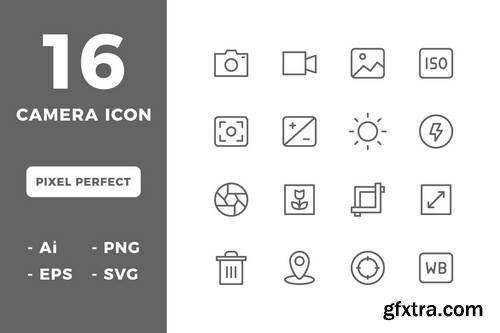 16 Camera Icons (Line)