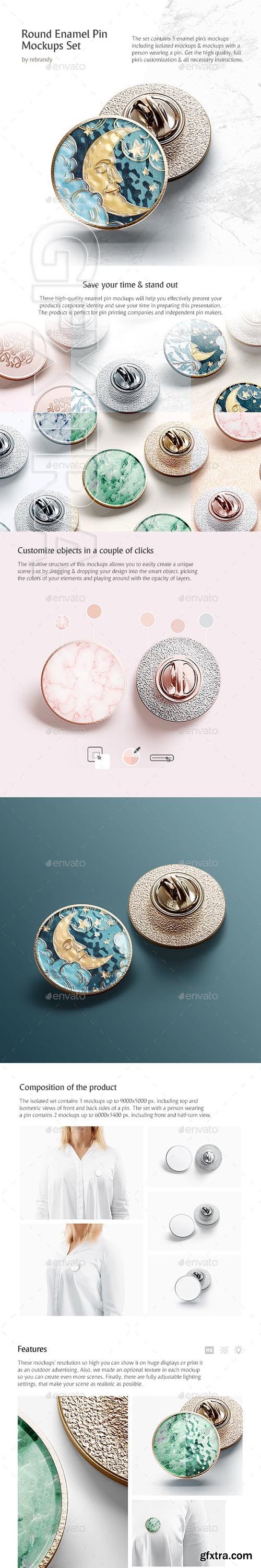 CreativeMarket - Round Enamel Pin Mockups Set 3421804