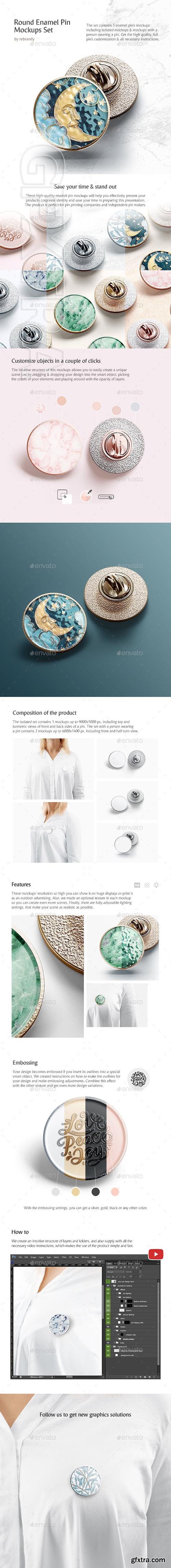 CreativeMarket - Round Enamel Pin Mockups Set 3421804