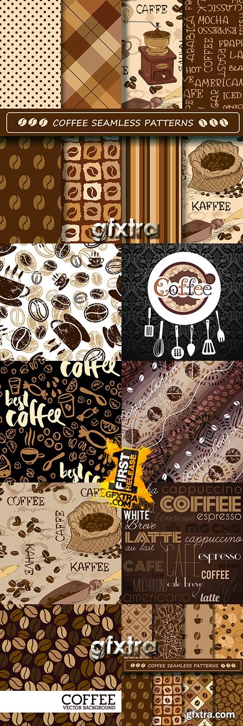 Coffee aroma beans and seamless backgrounds