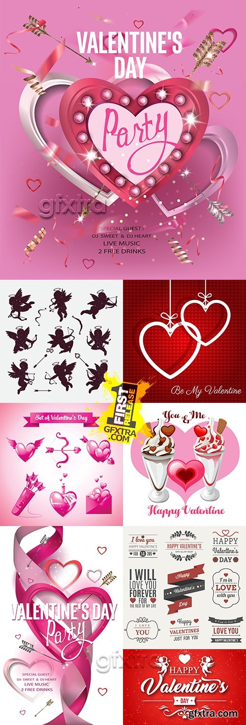 Valentines Day romantic card decorative elements 10