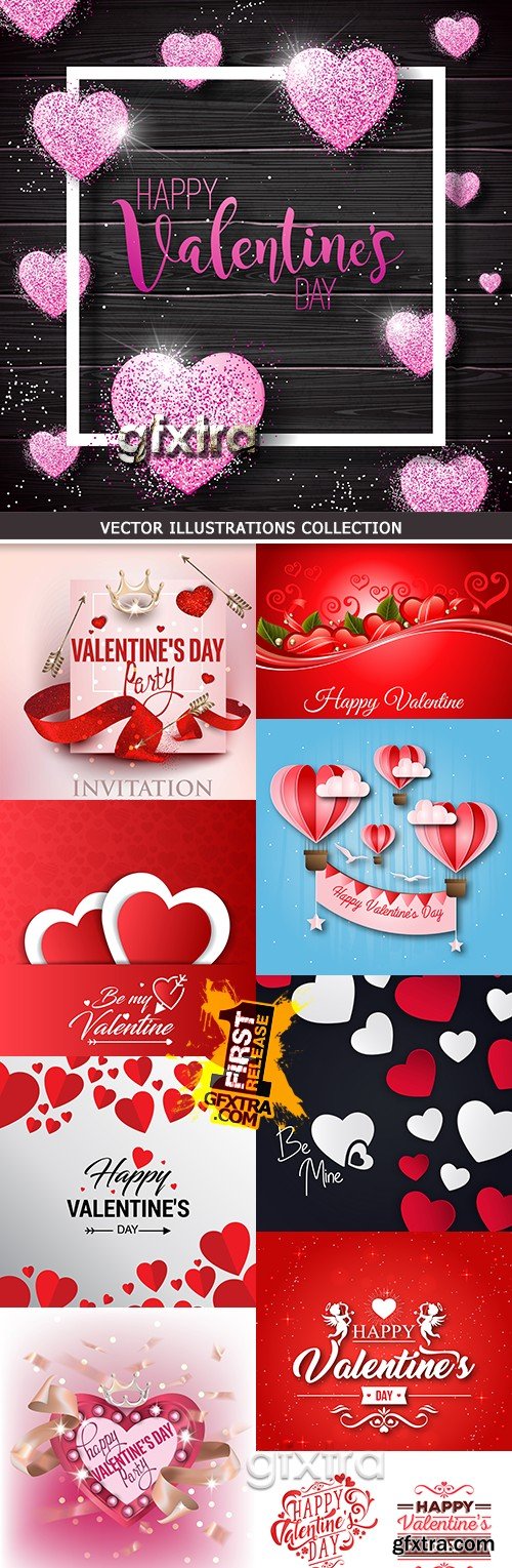 Valentines Day romantic card decorative elements 10