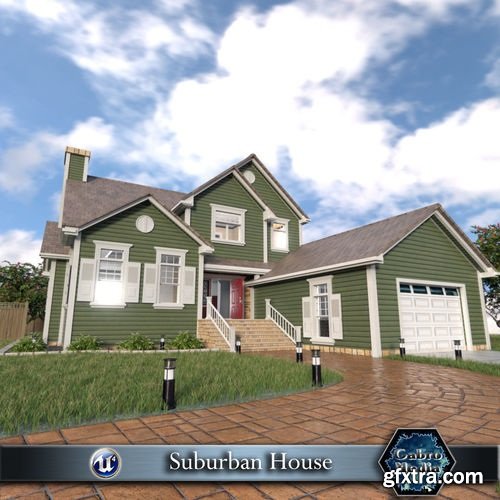 Suburban House Low-poly 3D model